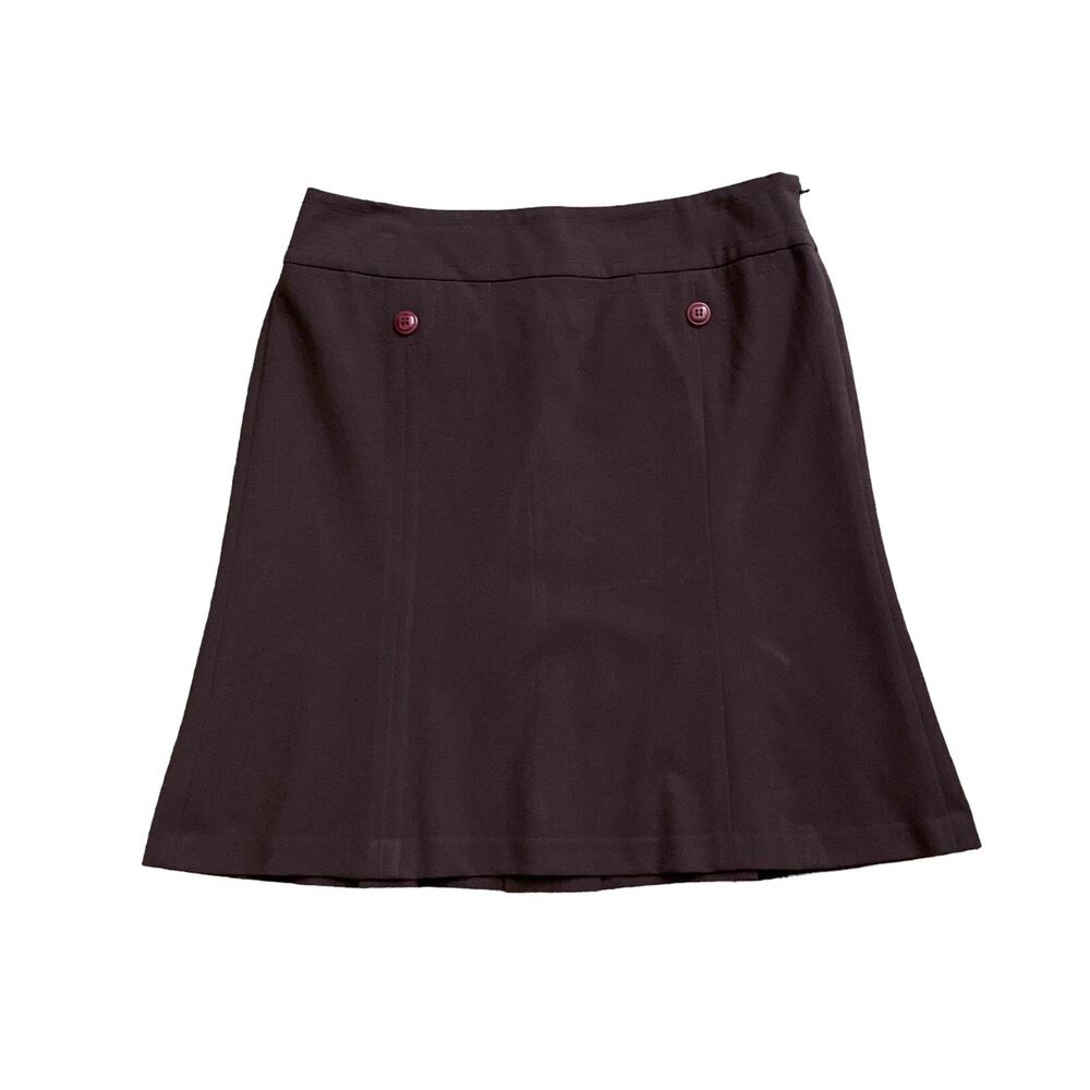 ANN TAYLOR LOFT Womens Size 12 Brown Pleated Polyester Blend Skirt Side Zip